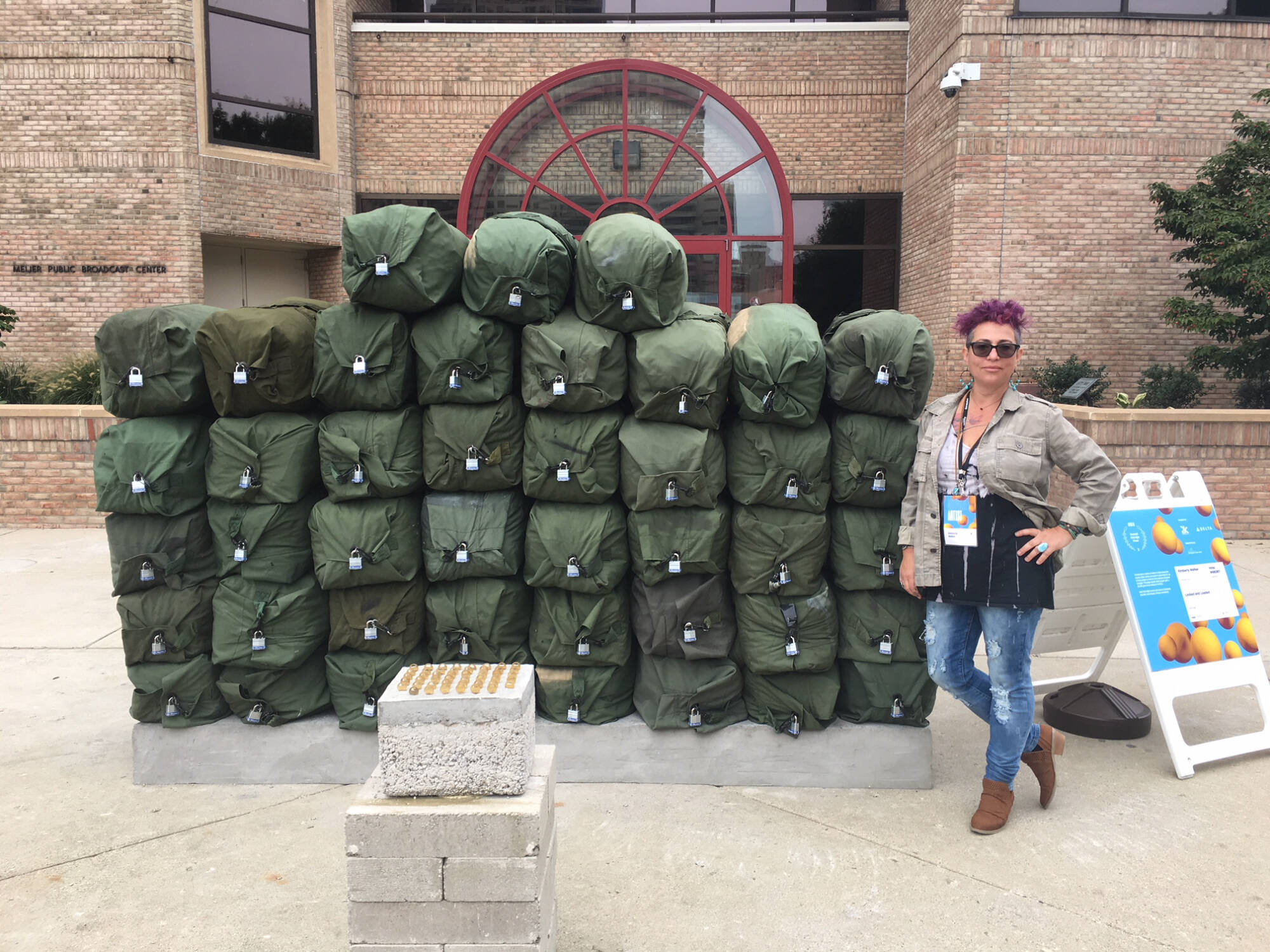 Walker with her installation.